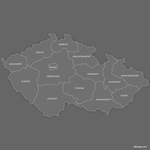 Preview of Labeled Map of Czech Republic Regions (Dark)