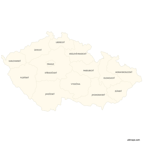 Preview of Labeled Map of Czech Republic Regions