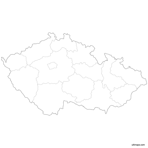Preview of Outlined Map of Czech Republic Regions