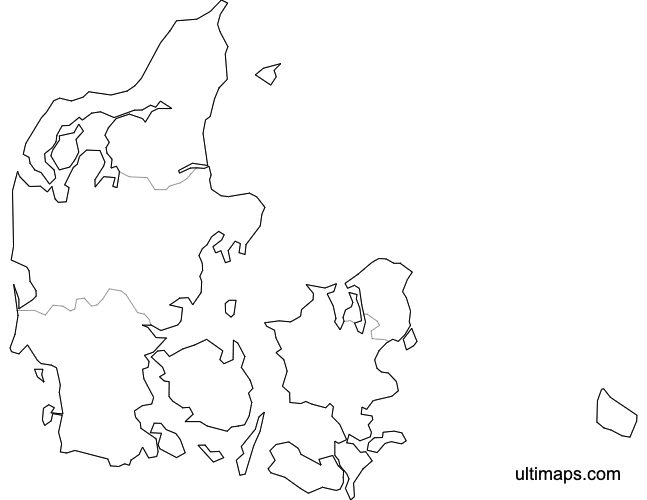 Preview of Blank Map of Denmark Regions (Letter)