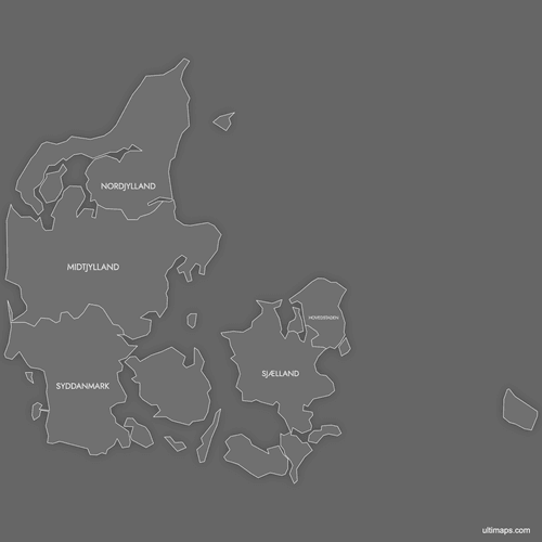 Preview of Labeled Map of Denmark Regions (Dark)