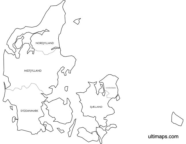 Preview of Labeled Map of Denmark Regions (Letter)