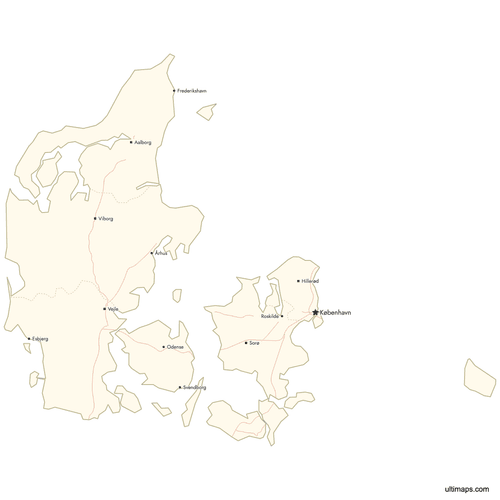 Preview of Map of Denmark Regions with Cities