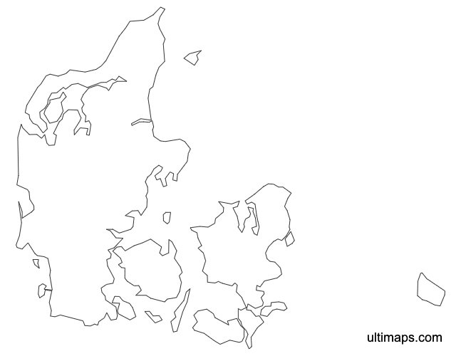 Preview of Outline Map of Denmark Regions (A4)