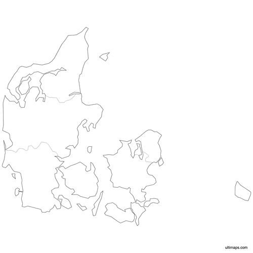 Preview of Outlined Map of Denmark Regions