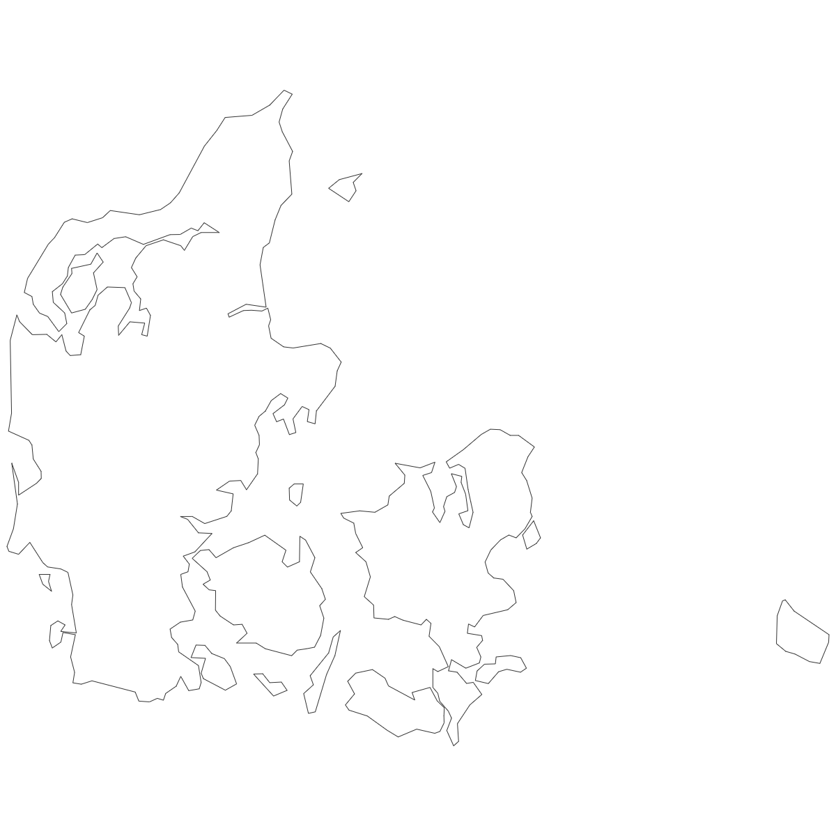 Outline Map of Denmark Regions