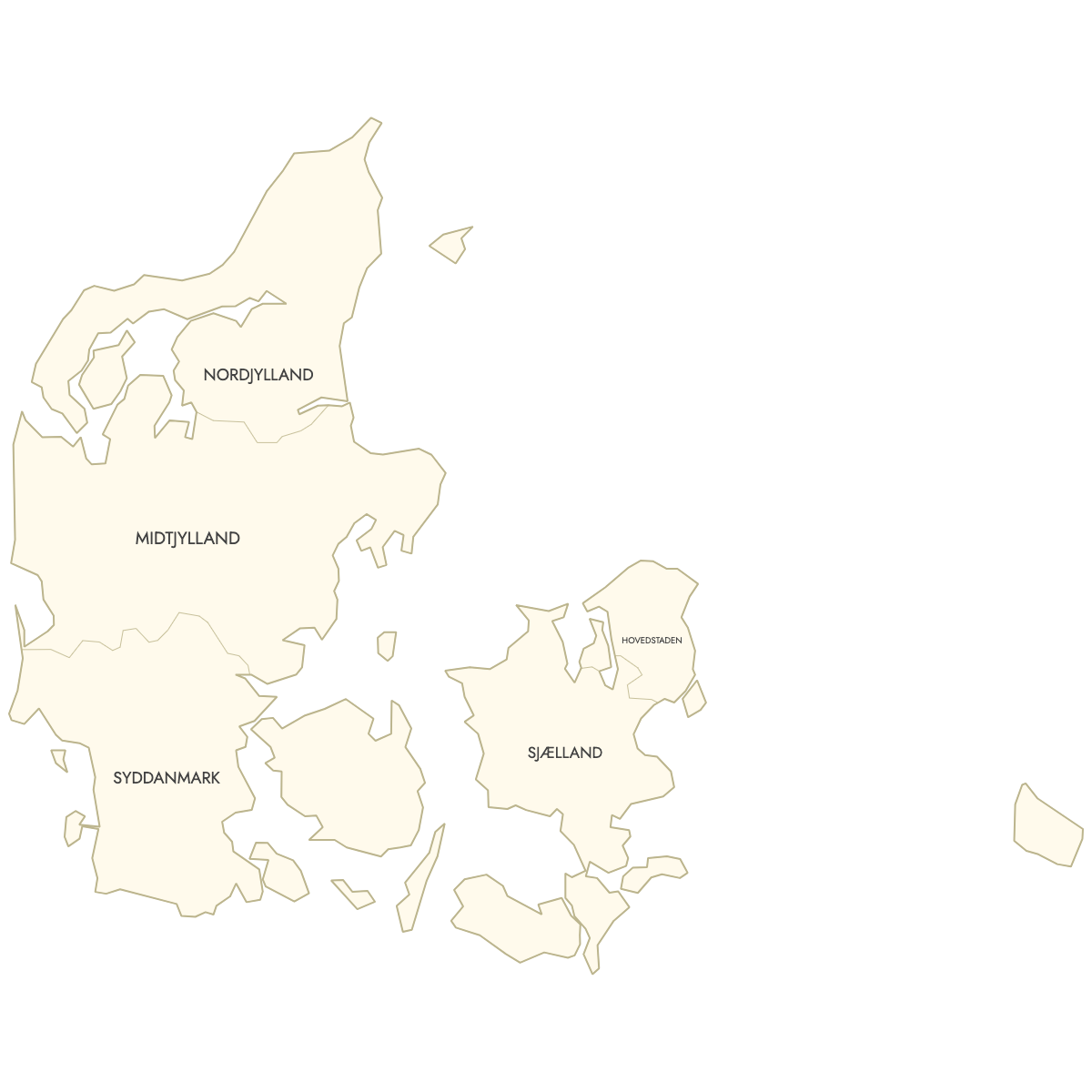Unstyled Map of Denmark Regions With Labels
