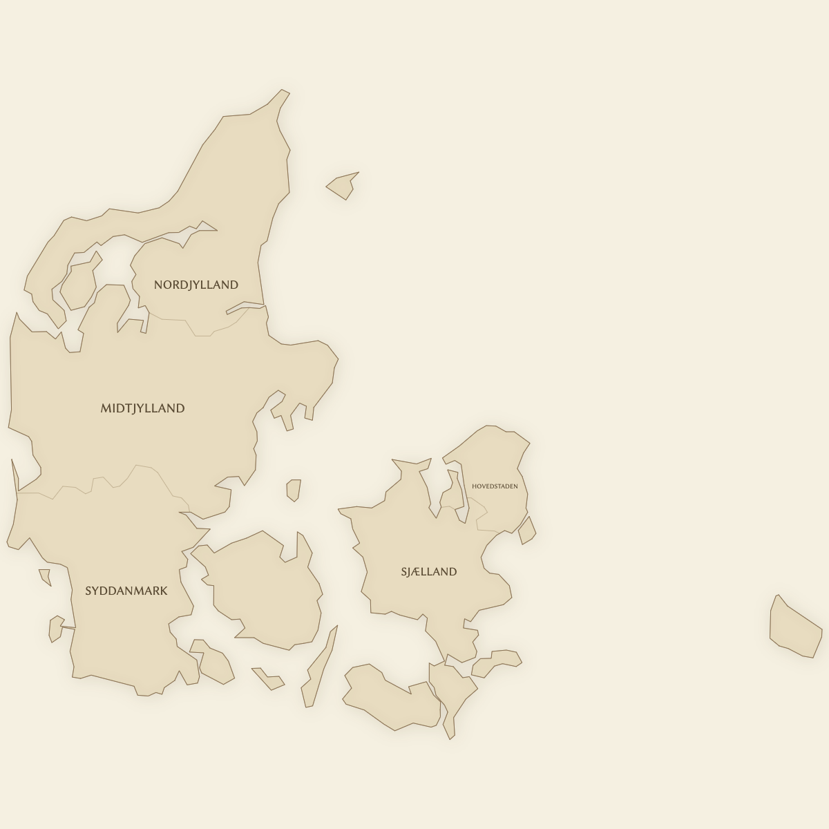 Vintage styled map of Denmark with Regions