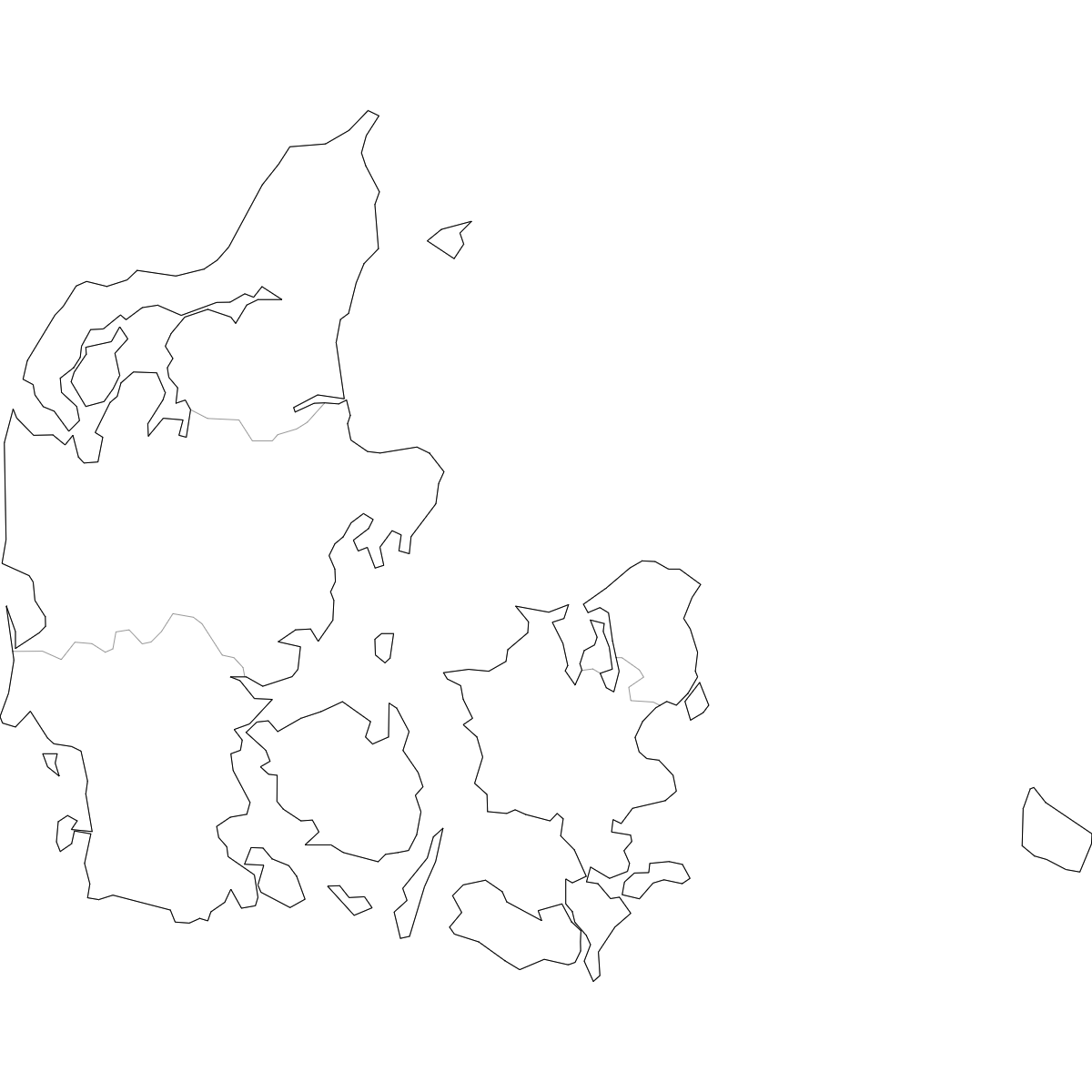 Wireframe Map of Denmark Regions