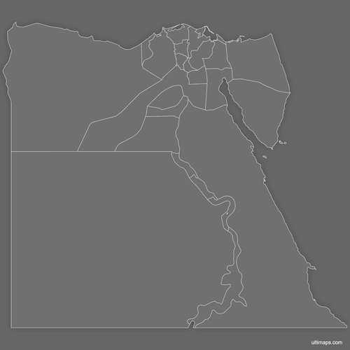 Preview of Blank Map of Egypt Governorates (Dark)