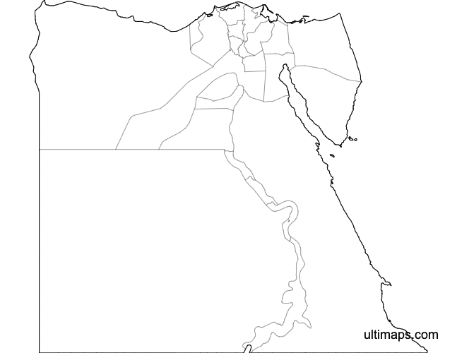 Preview of Blank Map of Egypt Governorates (Letter)