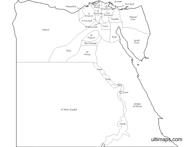 Labeled Egypt Governorates Map (A4)