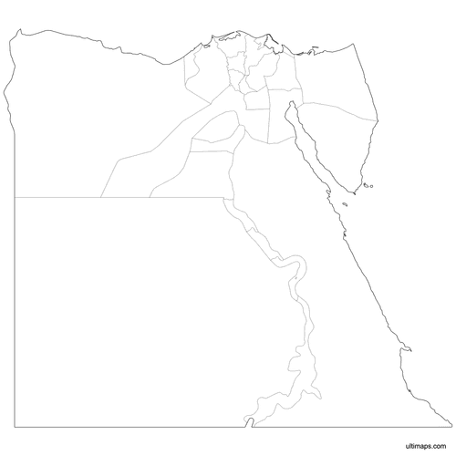 Preview of Outlined Map of Egypt Governorates