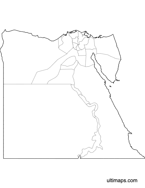 Preview of Outlined Map of Egypt Governorates (Letter)
