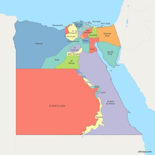 Political Map of Egypt with Governorates
