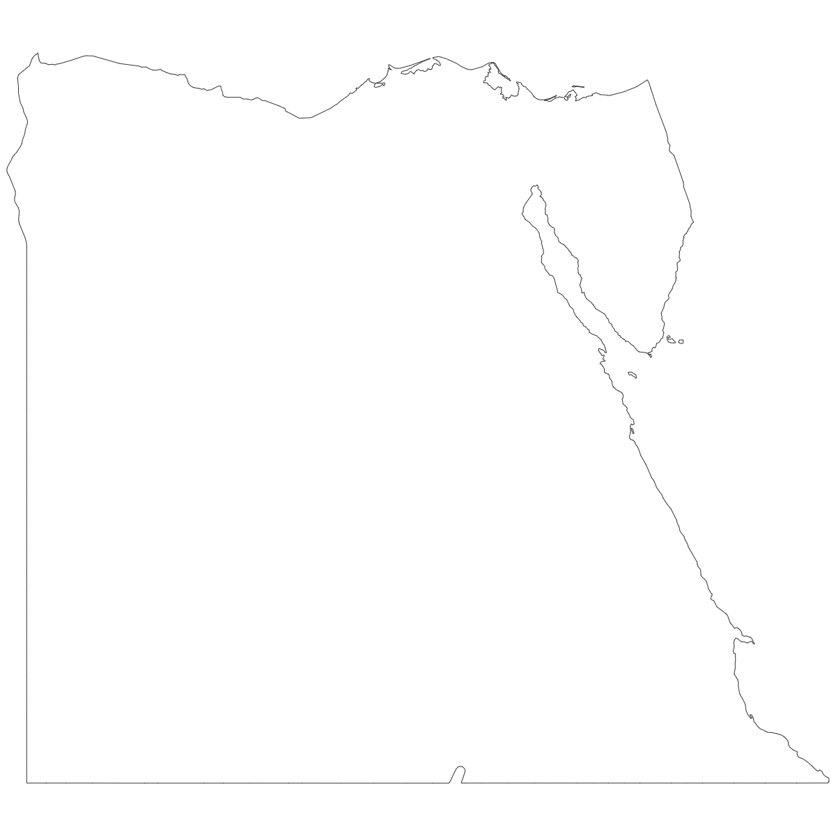Outline Map of Egypt Governorates