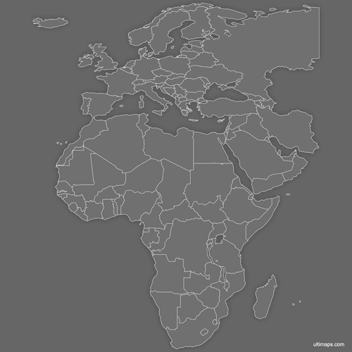 Preview of Blank Map of EMEA Countries (Dark)