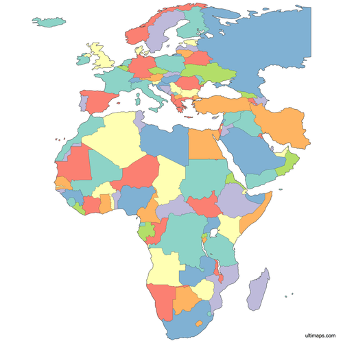 Preview of Colored Map of EMEA Countries