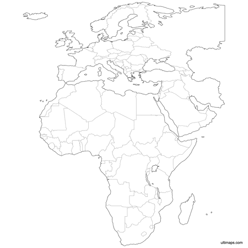 Preview of Outlined Map of EMEA Countries