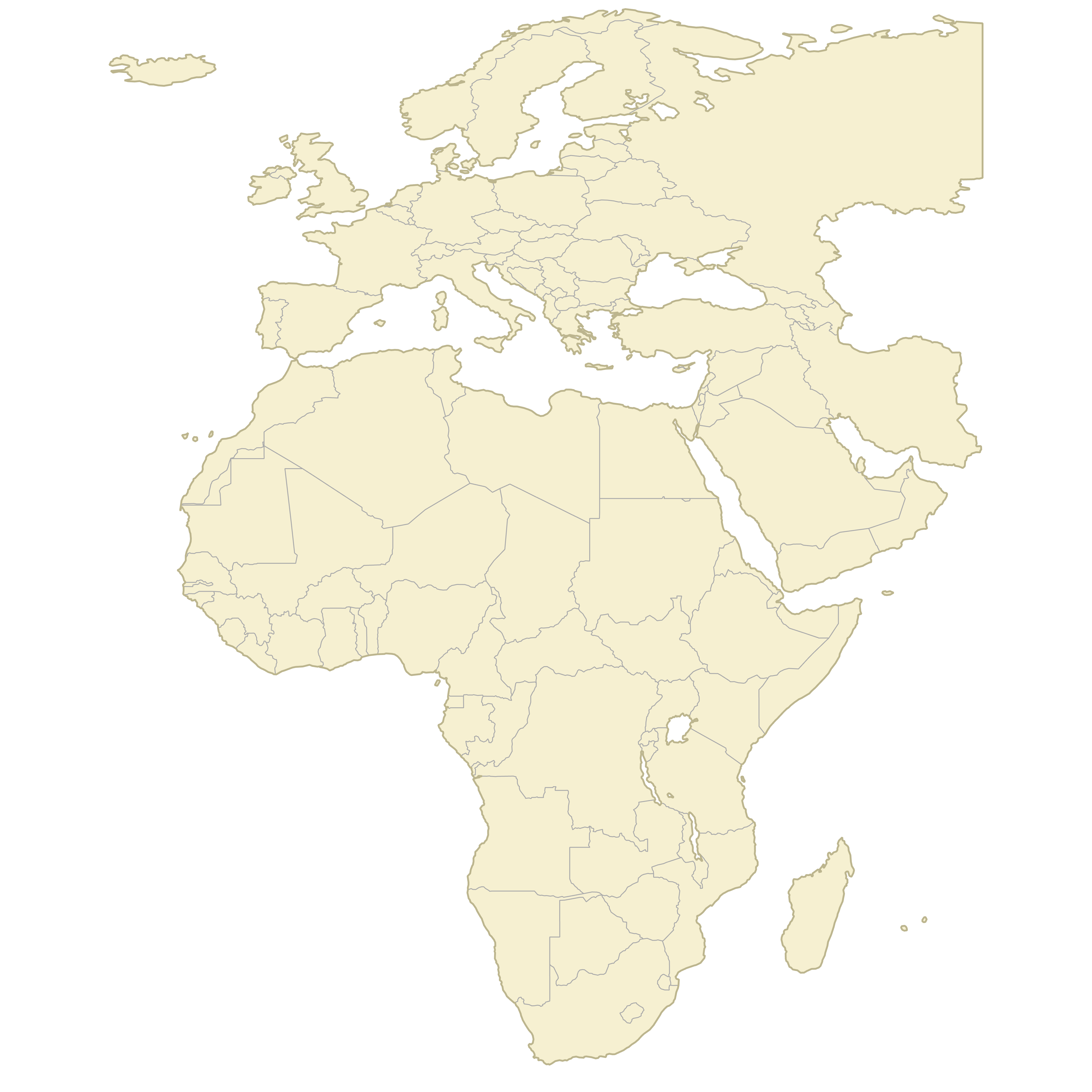 Blank Map of EMEA countries
