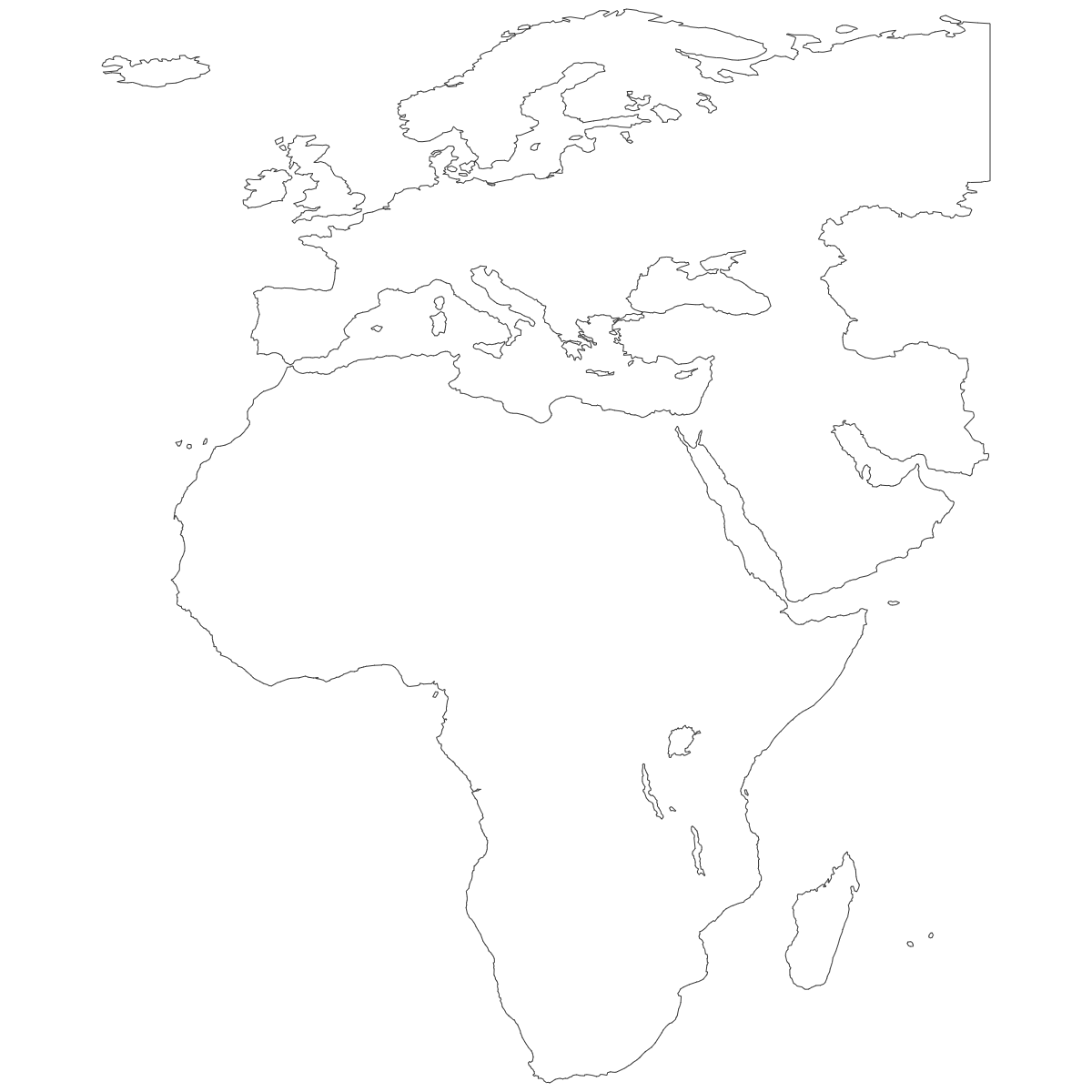 Outline Map of EMEA Countries