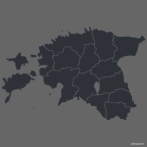 Preview of Blank Estonia Map with Counties (Dark)