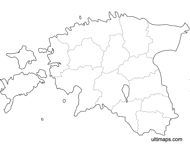 Preview of Blank Estonia Map with Counties (Letter)