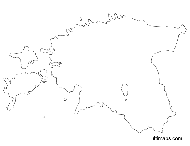 Preview of Outline Estonia Map with Counties (A4)
