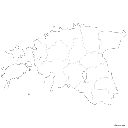 Preview of Outlined Estonia Map with Counties