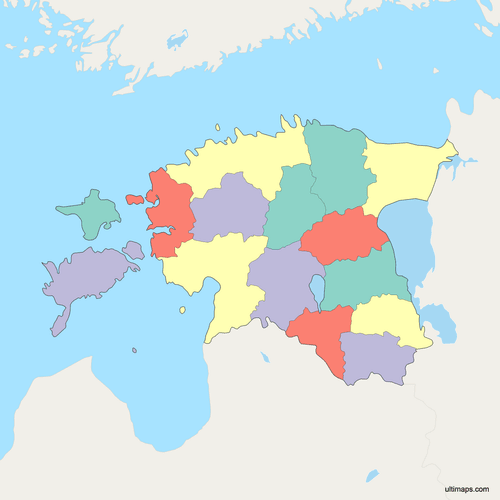 Preview of Political Map of Estonia with Counties