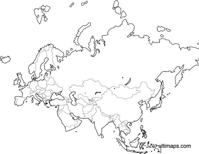 Preview of Blank Map of Eurasia (A4)