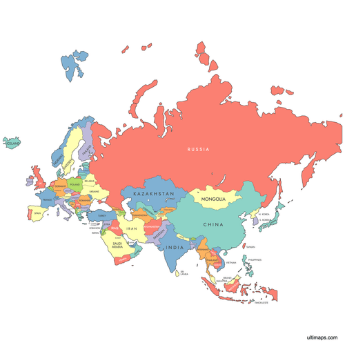 Preview of Labeled Map of Eurasia