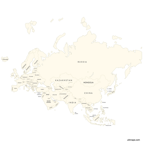 Preview of Labeled Map of Eurasia