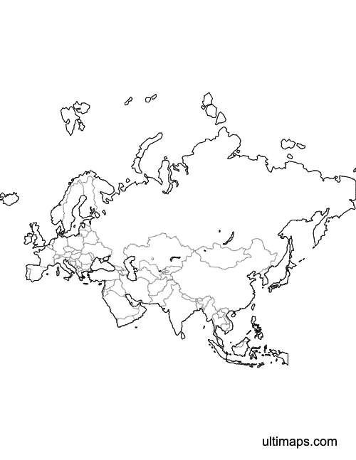 Preview of Outlined Map of Eurasia (Letter)