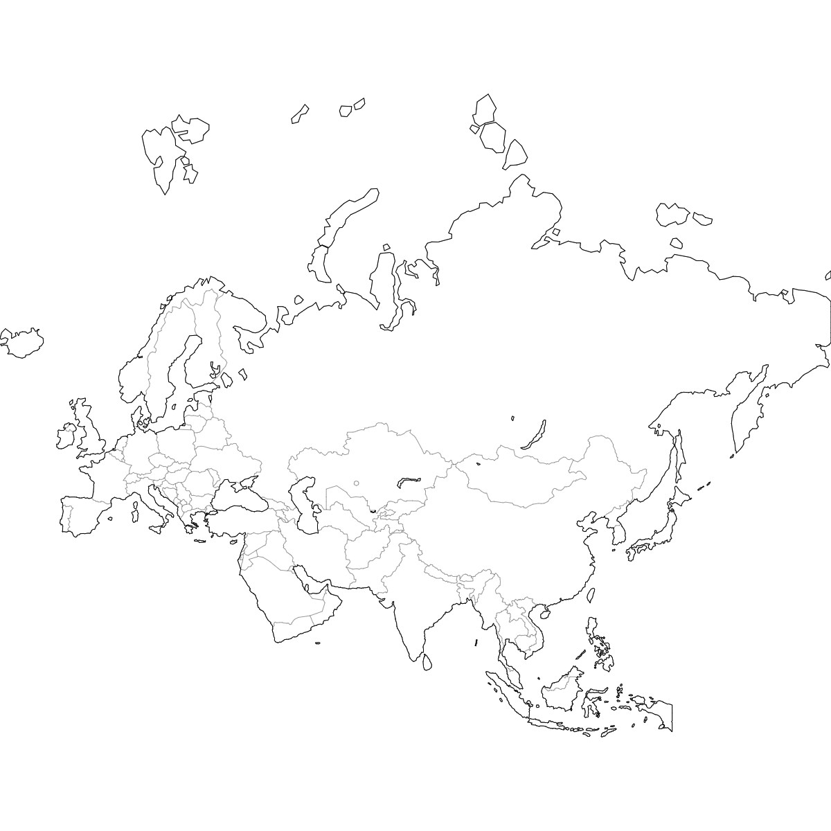 Outlined Map of Eurasia