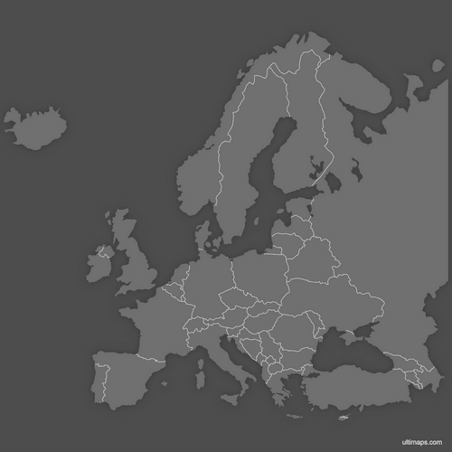 Preview of Blank Map of Europe Countries (Dark)