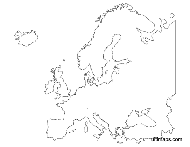 Preview of Outline Map of Europe Countries (A4)