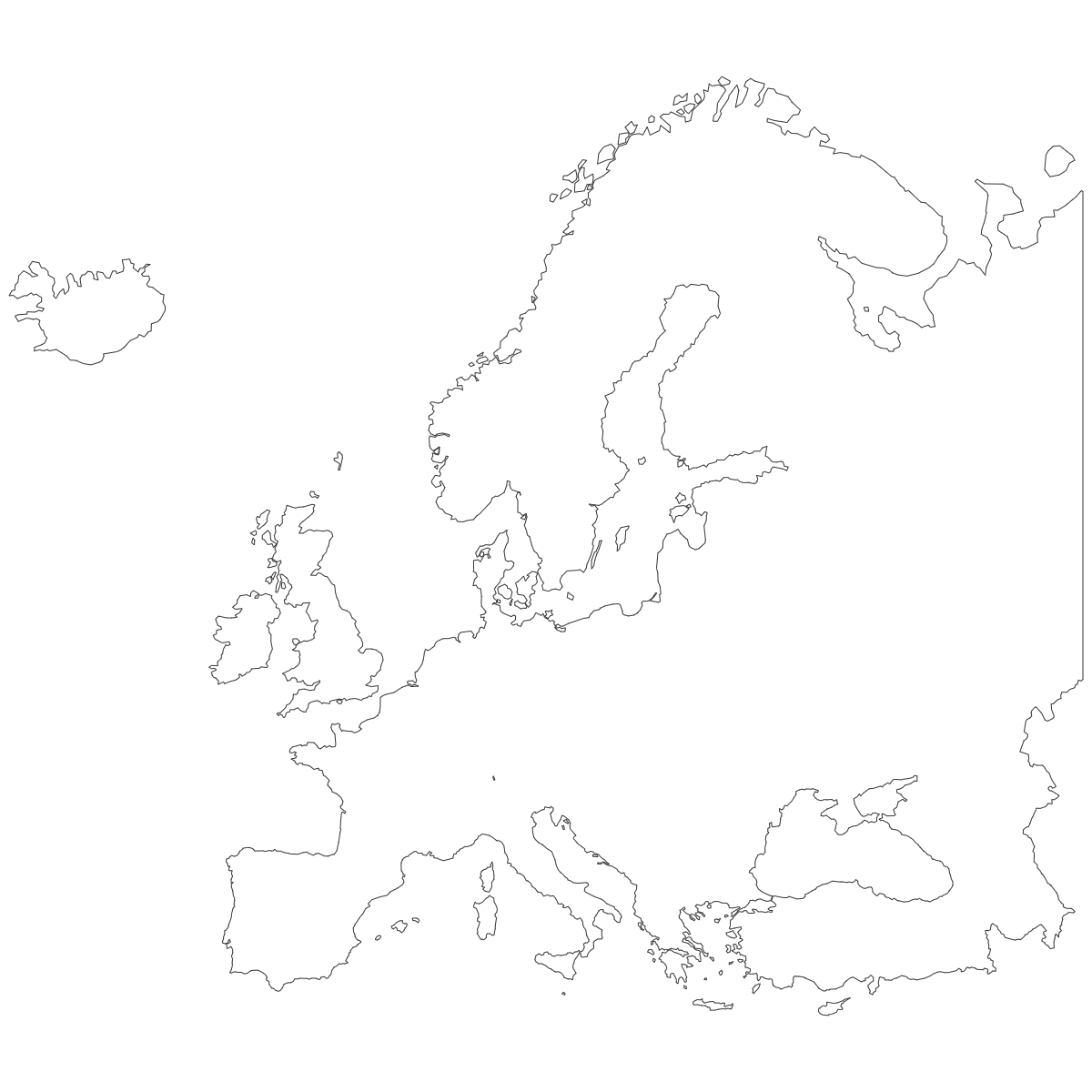 Outline Map of Europe Countries