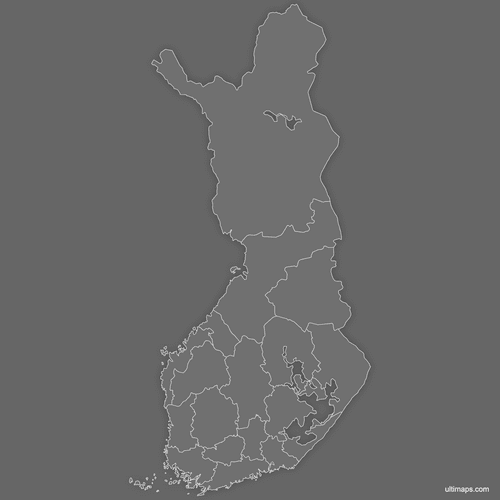 Preview of Blank Map of Finland Regions (Dark)