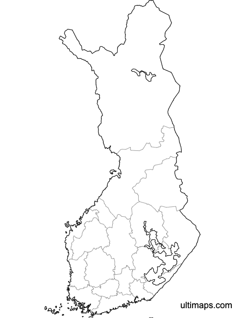 Preview of Blank Map of Finland Regions (Letter)