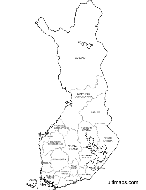 Preview of Labeled Map of Finland Regions (A4)