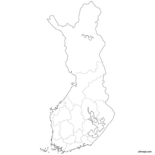 Preview of Outlined Map of Finland Regions