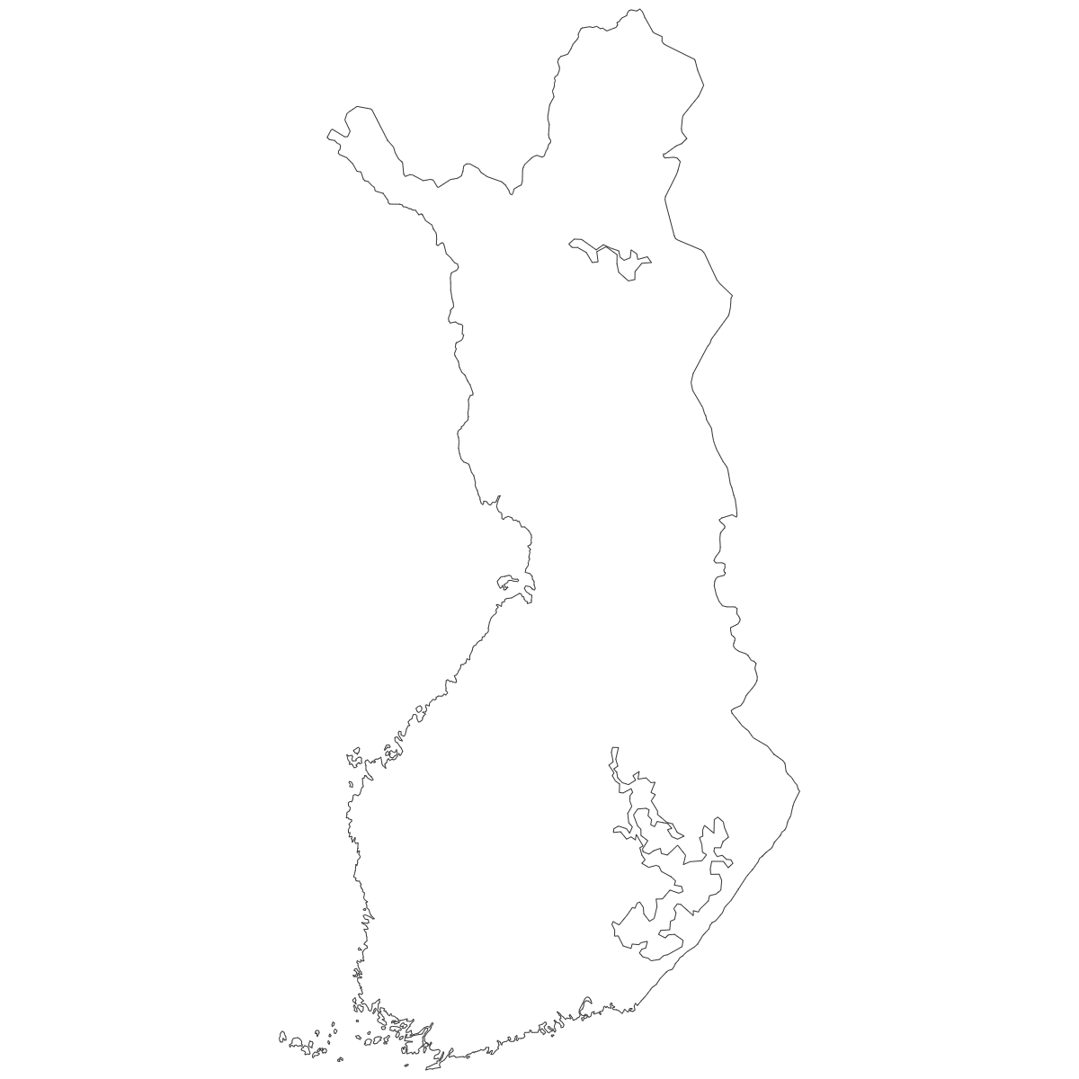 Outline Map of Finland Regions