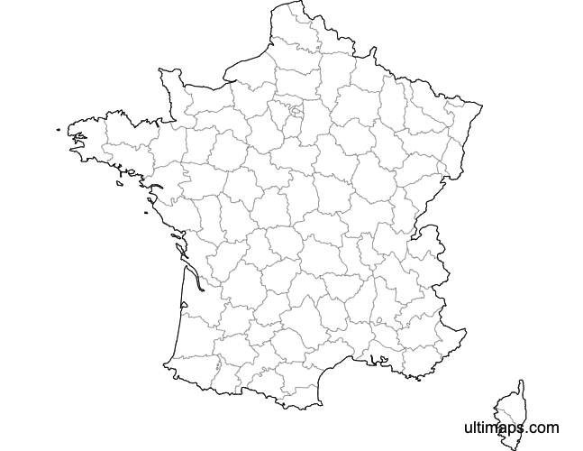 Preview of Blank Map of France Departments (A4)