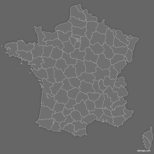 Preview of Blank Map of France Departments (Dark)