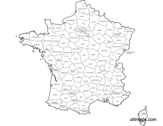 Preview of Labeled Map of France Departments (A4)
