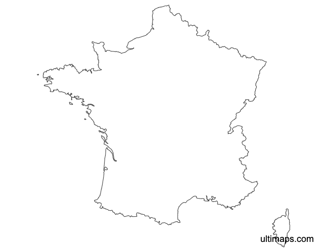 Preview of Outline Map of France Departments (A4)