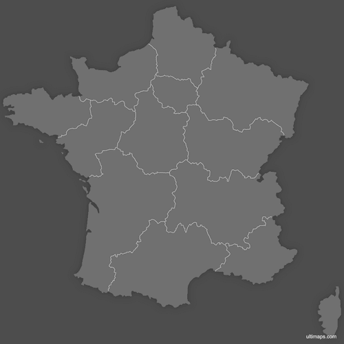 Preview of Blank Map of France Regions (Dark)