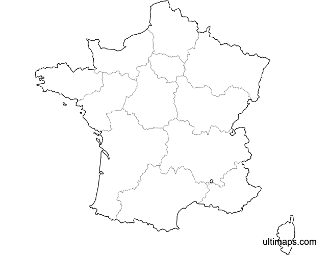 Preview of Blank Map of France Regions (Letter)