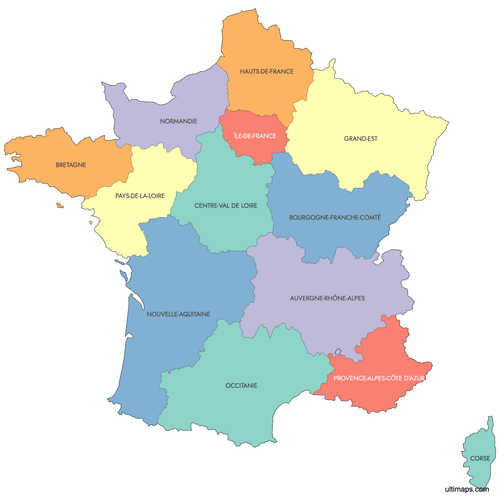 Preview of Labeled Map of France Regions